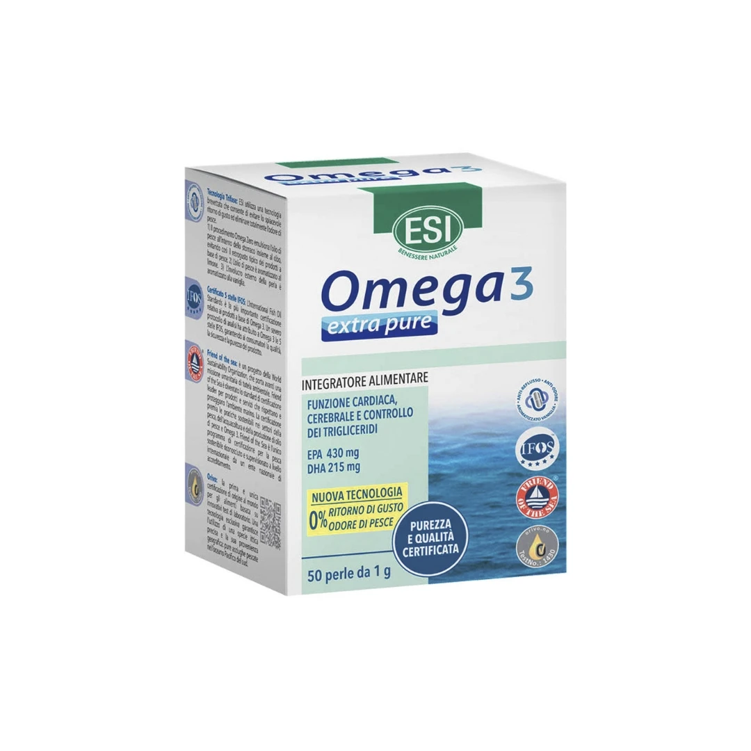 ESI Omega 3 Extra Pure 50 Mekih Želatinoznih Kapsula, Visoka Koncentracija Ekstra Čistog Ribljeg Ulja