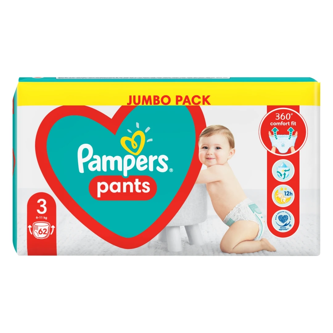 Pampers® PANTS 3 Gaćice za Bebe Midi 62 Komada; za Bebe od 6 do 11 kg