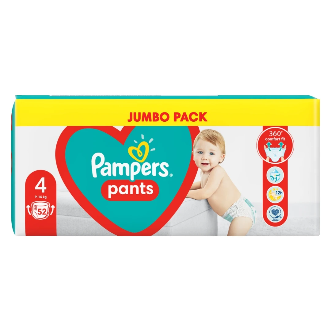 Pampers® PANTS 4 Gaćice za Bebe MAXI 52 Komada; za Bebe od 9 do 14 kg