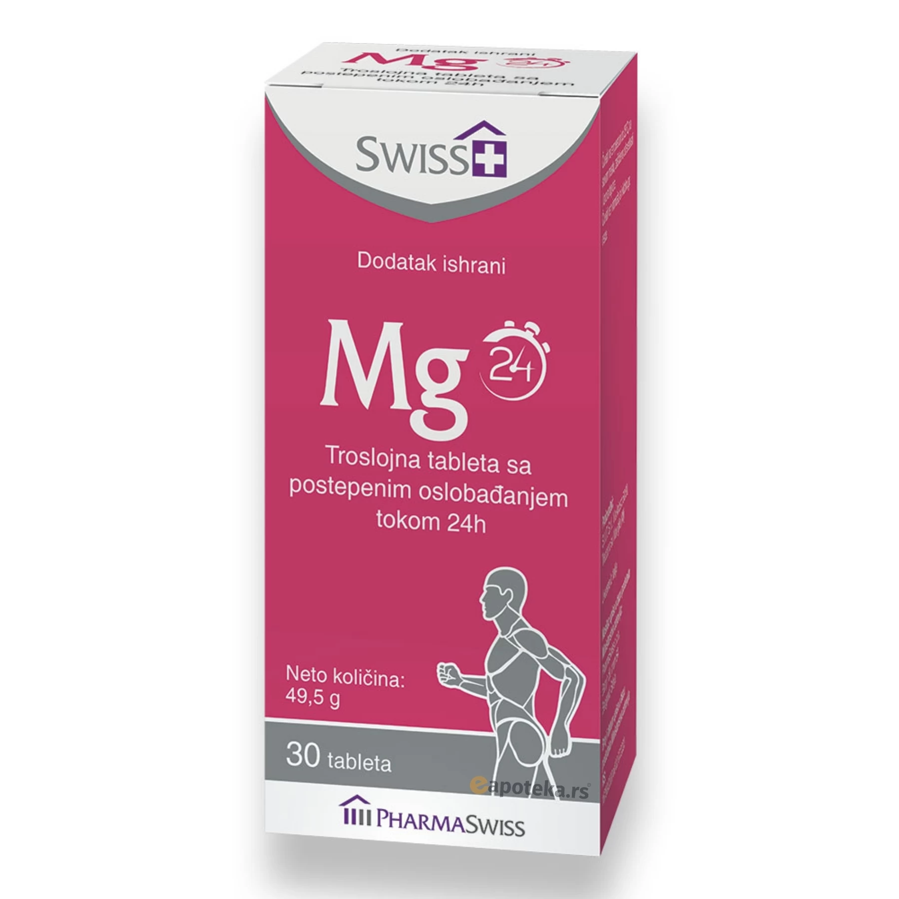 SWISS+ Mg Troslojne Tablete Magnezijuma sa Postepenim Oslobađanjem Tokom 24h; 30 Tableta
