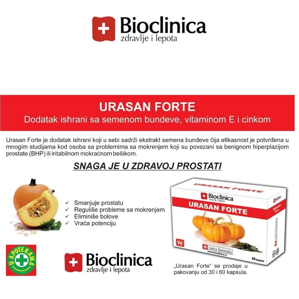 BIOCLINICA Urasan Forte 30 Kapsula za Prostatu