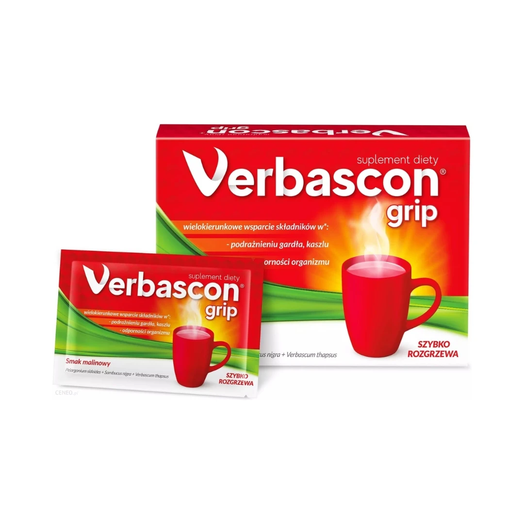 Verbascon® Grip 10x5 g za Prehladu, Gripu i Respiratorne Tegobe kao što su Rinosinuzitis, Faringitis i Tonzilitis 