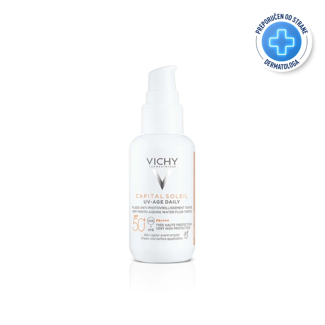 VICHY CAPITAL SOLEIL UV-AGE Tonirani Fluid SPF 50+ Protiv Fotostarenja Kože 40 mL