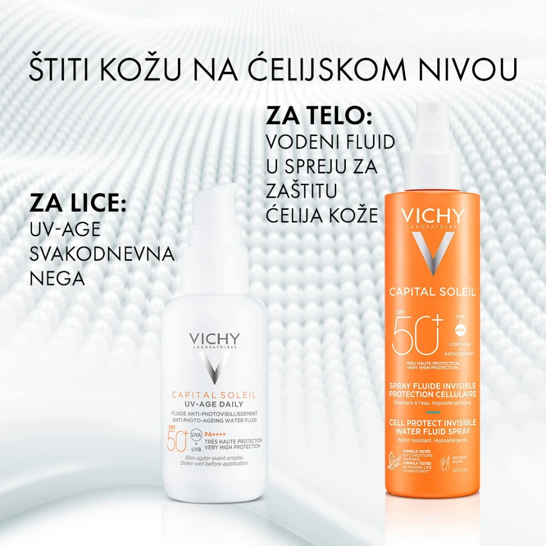 VICHY CAPITAL SOLEIL Vodeni Fluid u Spreju za Lice i Telo za Zaštitu Ćelija Kože SPF50 200 mL