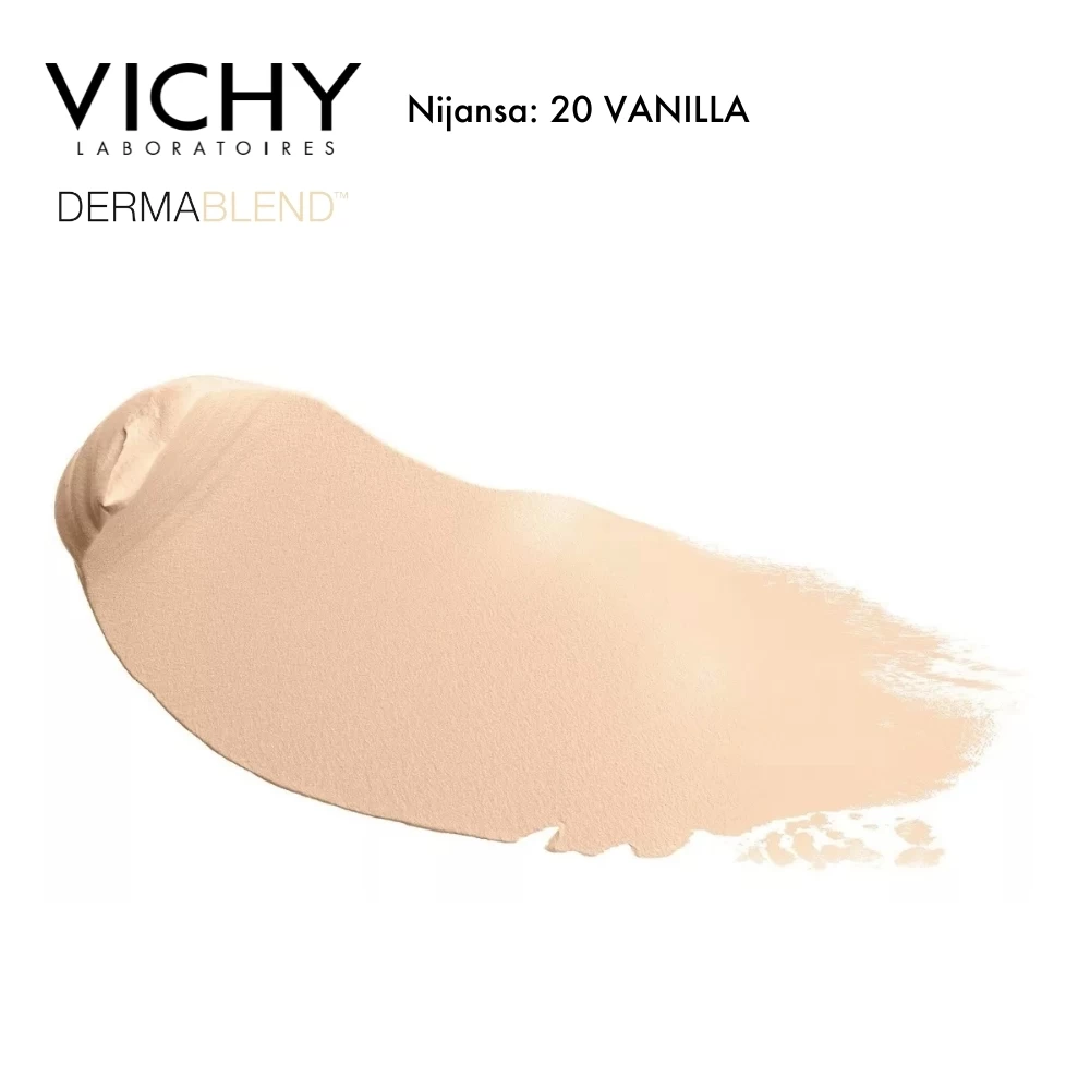 VICHY DERMABLEND 3D CORRECTION SPF 25 Korektivni Puder za Masnu Kožu Sklonu Aknama s Visokim Stepenom Prekrivanja 30 mL 20 Vanilla