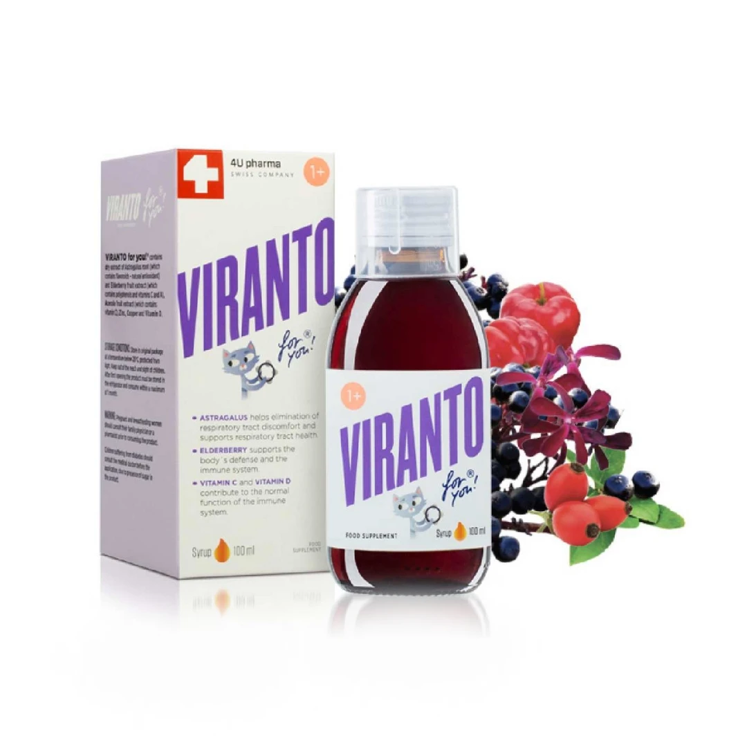 VIRANTO 1+ Sirup za Decu 100 mL; Astragalus, Zova, Vitamin C i Vitamin D