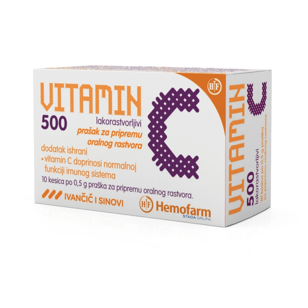 HEMOFARM Vitamin C 500 mg Prašak 10 Kesica Askorbinska Kiselina
