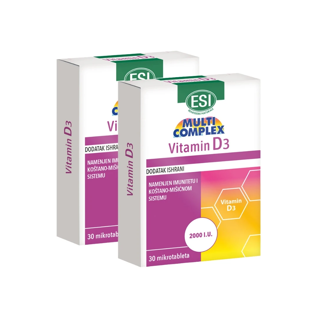ESI Vitamin D3 2000 IU 1+1 GRATIS 60 Mikrotableta; Holekalciferol