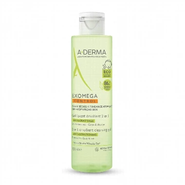 A-DERMA EXOMEGA Control Penušavi 2u1 Gel za Pranje Kose i Tela 200 mL