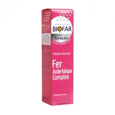 BIOFAR TriActiv FER Acide Folique Complex, 15 Eff