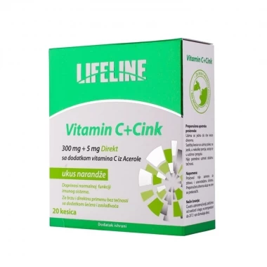 LIFELINE Vitamin C 300 mg plus Cink 5 mg Dikrekt 20 Kesica